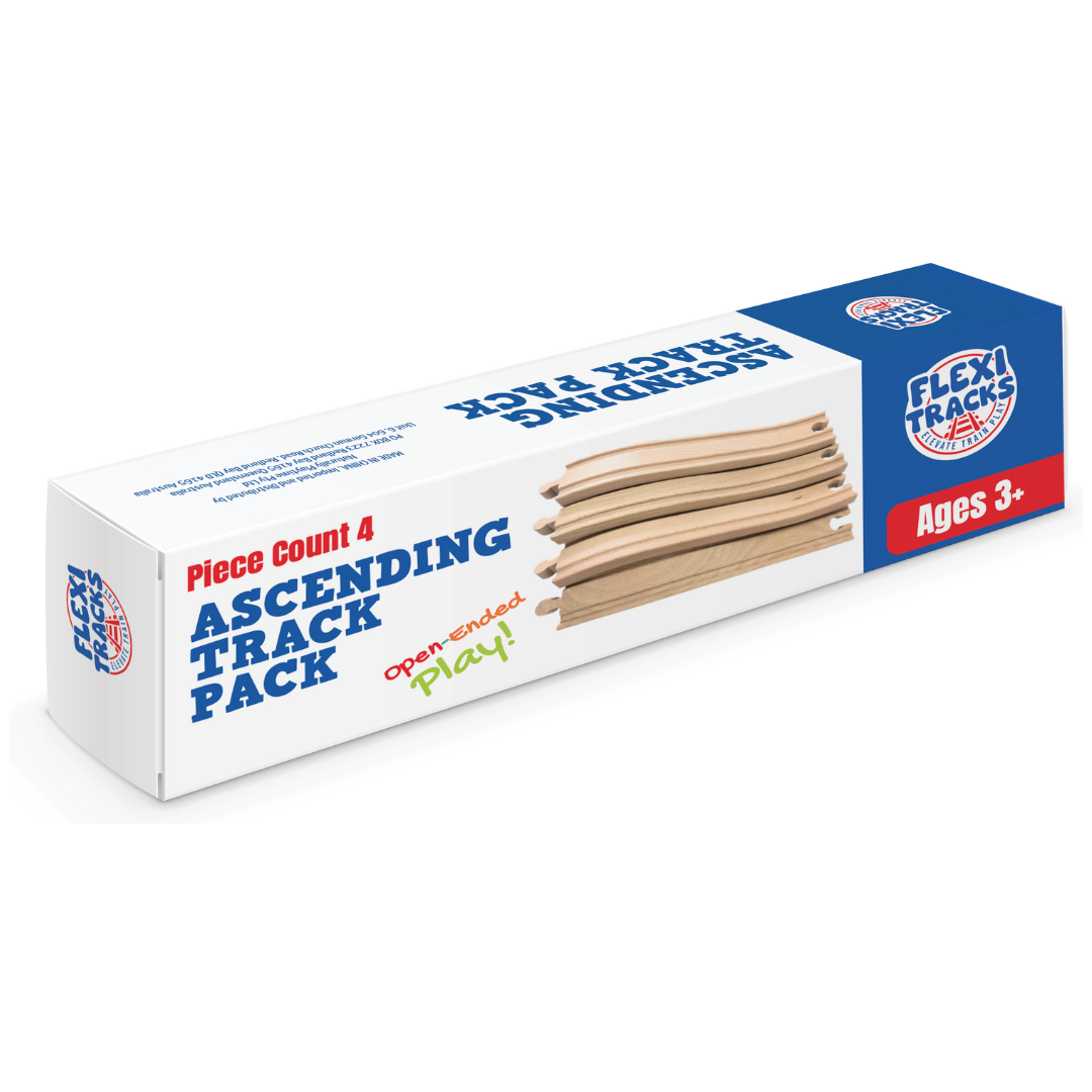 4-Piece Ascending Wooden Train Track Pack