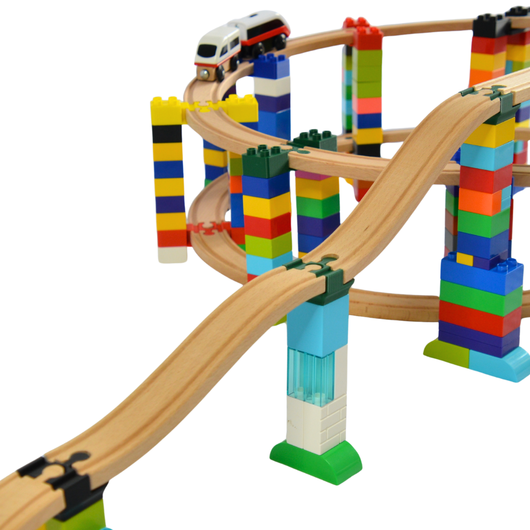 4-Piece Ascending Wooden Train Track Pack