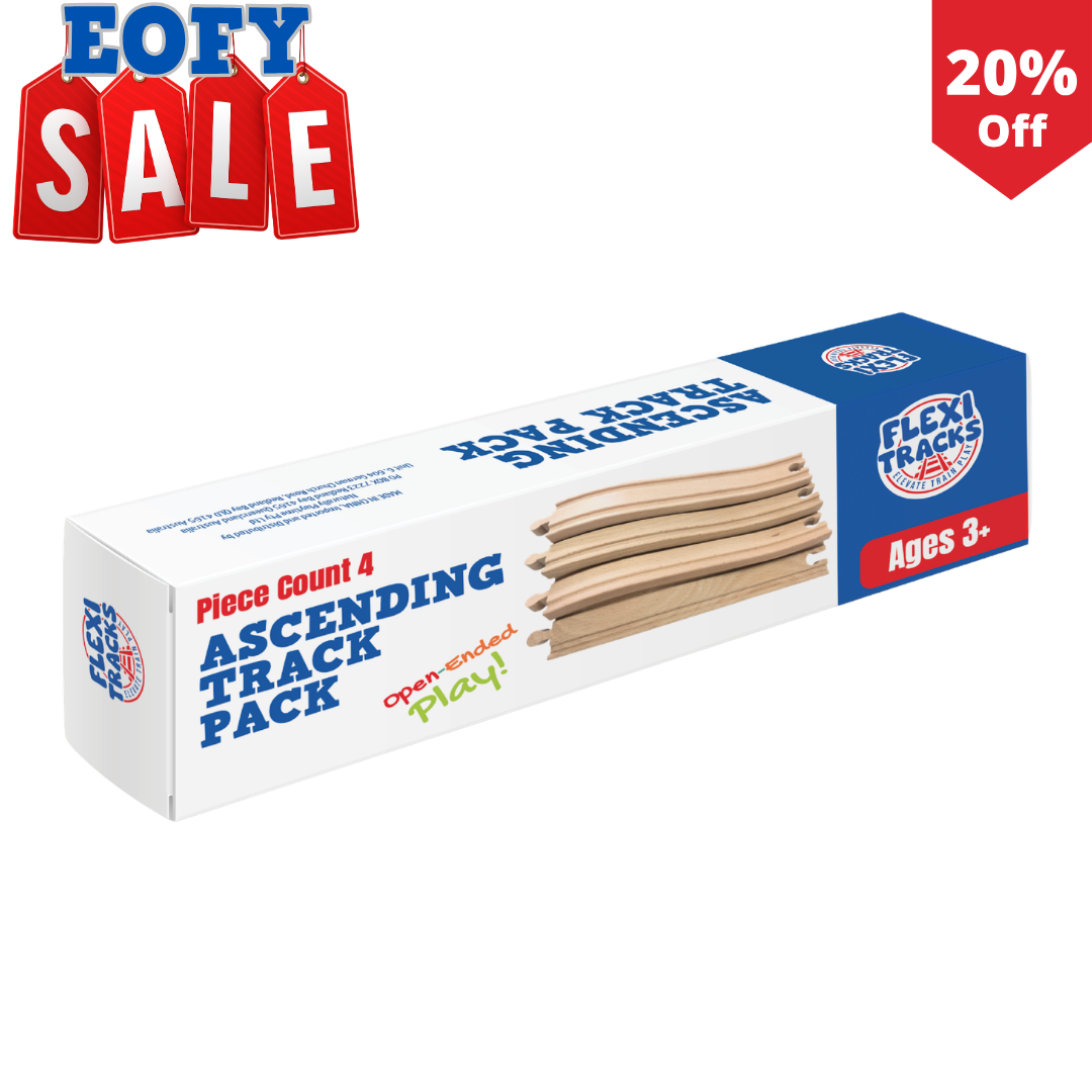 4-Piece Ascending Wooden Train Track Pack